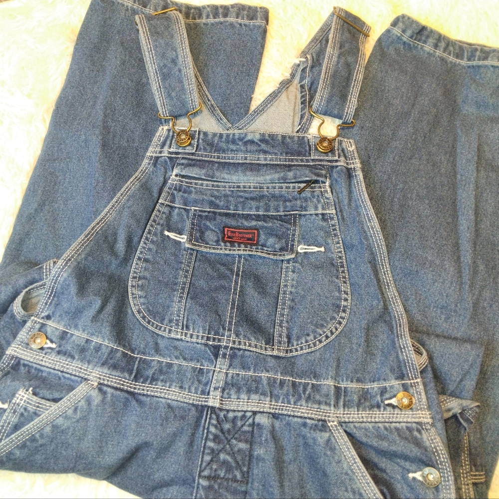 Five Brothers Denim Workwear Utility Bib Overalls Size 34 X 32 - Picture 4 of 11